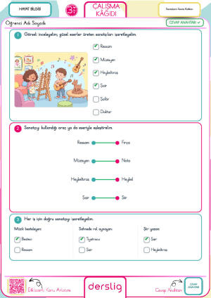 3. Sınıf Sanatçıların Sanata Katkıları Cevap Anahtarı