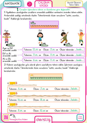 2. Sınıf Uzunluk ve Kütle Ölçümünü Tahmin Edelim Cevap Anahtarı