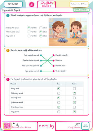 3. Sınıf Varlıkların Hareketi ve Şekil Değişimi Cevap Anahtarı