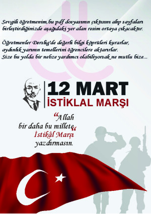 12 Mart İstiklal Marşı'nın Kabulü ve Mehmet Akif Ersoy'u Anma Günü Panosu 2023-2024