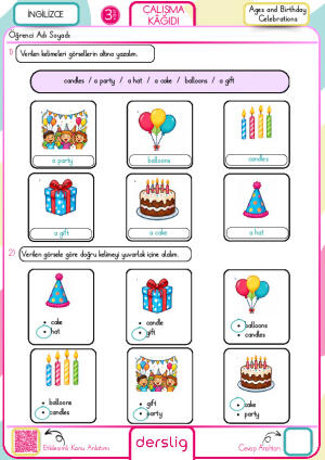 3. sınıf Ages and Birthday  Çalışma Kağıdı cevap anahtarı