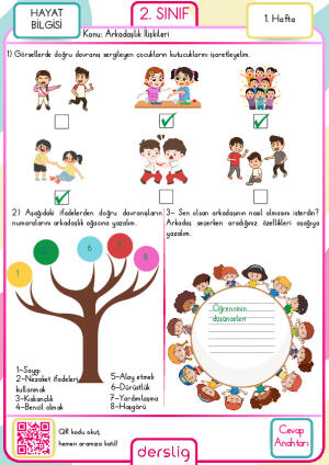 2. Sınıf 1. Hafta cevap anahtarı