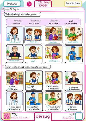 3. sınıf People At School Çalışma Kağıdı cevap anahtarı