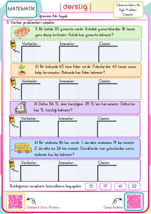 Çıkarma İşlemi İle İlgili Problem Çözelim