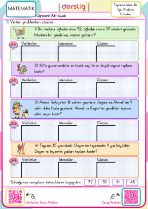 Toplama İşlemi İle İlgili Problem Çözelim