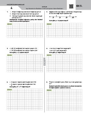 Sayı Kümelerini ve Gerçek Sayıların İşlem Özellikleri Gelişim İzleme Soruları