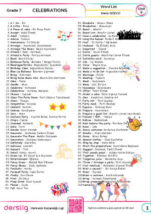 Grade 7 Unit 6 Word List