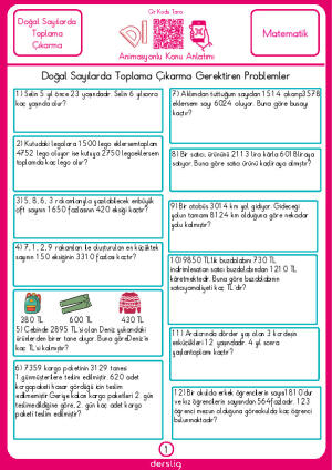 Toplama Çıkarma Problemleri