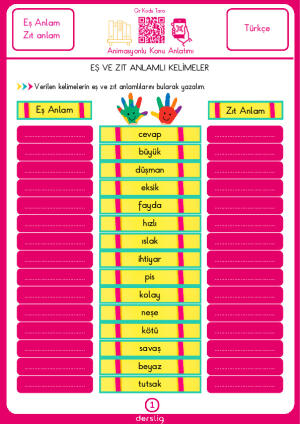 Eş ve Zıt Anlamlı Kelimeler