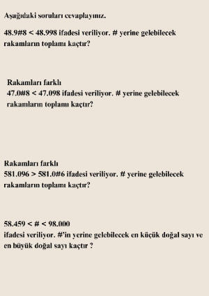 4.sınıf matematik doğal sayılarda sıralama