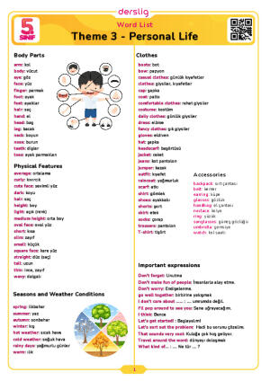 Personal Life Word List