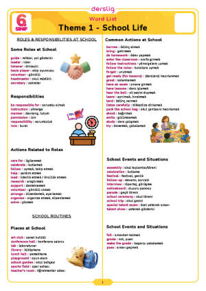 School Life Word List