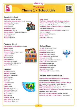 School Life Word List