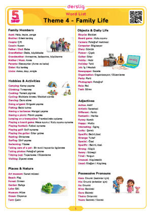 Family Life Word List