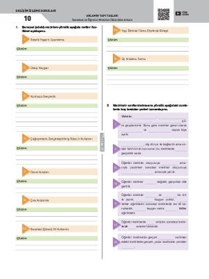 Gelişim İzleme Soruları-10 Sanatsal ve Öğretici Metinler/Sözcükte Anlam