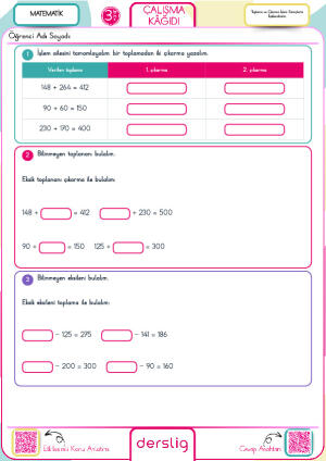 Toplama ve Çıkarma İşlem Süreçlerini İlişkilendirelim