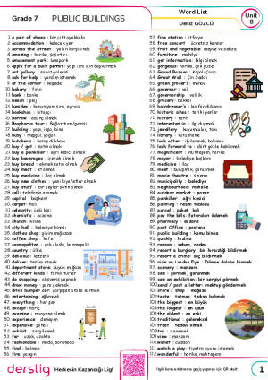 Grade 7 Unit 8 Word List