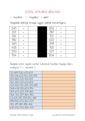 Doğal Sayılarda Sıralama