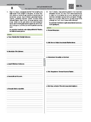 Gelişim İzleme Soruları-8 Türkistan Medeniyet Havzası