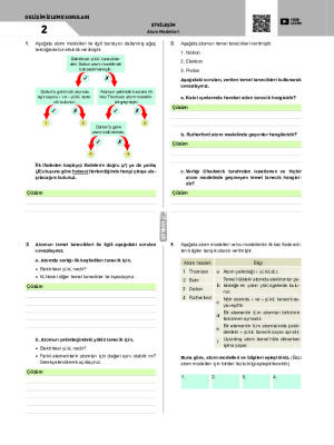 Gelişim İzleme Soruları-2 Atom Modelleri
