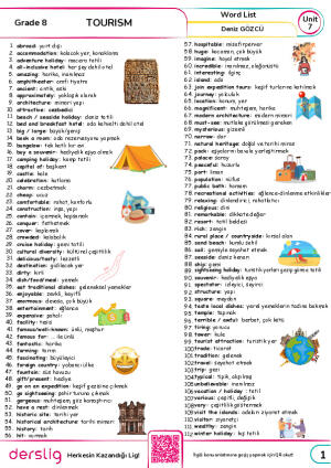 Grade 8 Unit 7 Word List