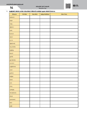 Gelişim İzleme Soruları-14 Sözcükte Yapı