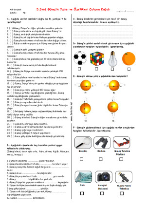 GÜNEŞ'in özellikleri