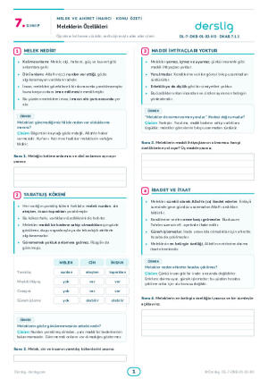 Meleklerin Özellikleri Çalışma Kağıdı (Maarif Model)