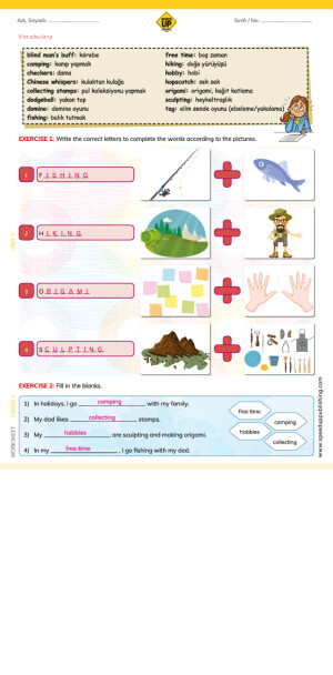 5. Sınıf 3. Unite Vocabulary Worksheet Cevap Anahtarı