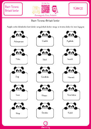 Basit- Birleşik- Türemiş İsimler