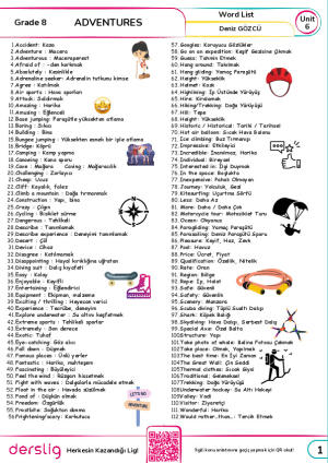 Grade 8 Unit 6 Word List