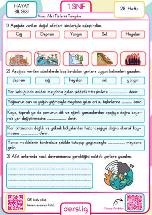 1. Sınıf 28. Hafta Ödevi