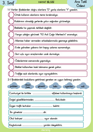 Nisan Ayı Ara Tatil Ödevi