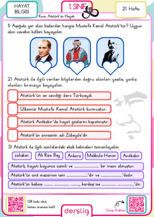 1. Sınıf 21. Hafta Ödevi