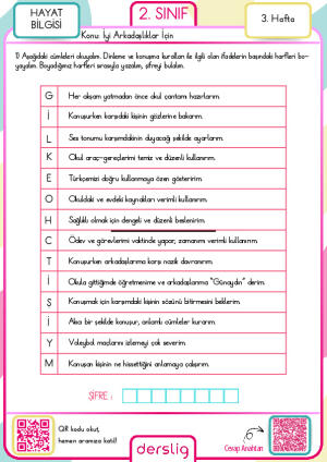2. Sınıf 3. Hafta Ödevi