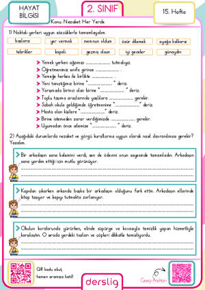2. Sınıf 15. Hafta Ödevi