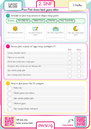 2. Sınıf 1. Hafta Ödevi