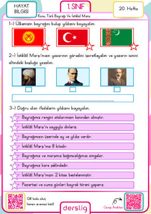 1. Sınıf 20. Hafta Ödevi