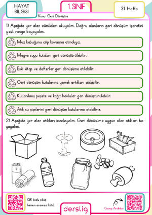 1. Sınıf 31. Hafta Ödevi
