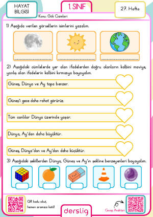 1. Sınıf 27. Hafta Ödevi