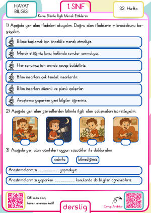 1. Sınıf 32. Hafta Ödevi