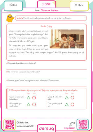 3. Sınıf 2. Hafta Ödevi
