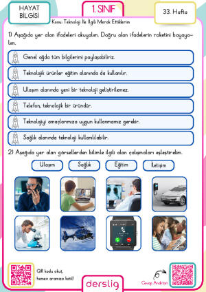 1. Sınıf 33. Hafta Ödevi