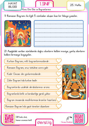 1. Sınıf 25. Hafta Ödevi