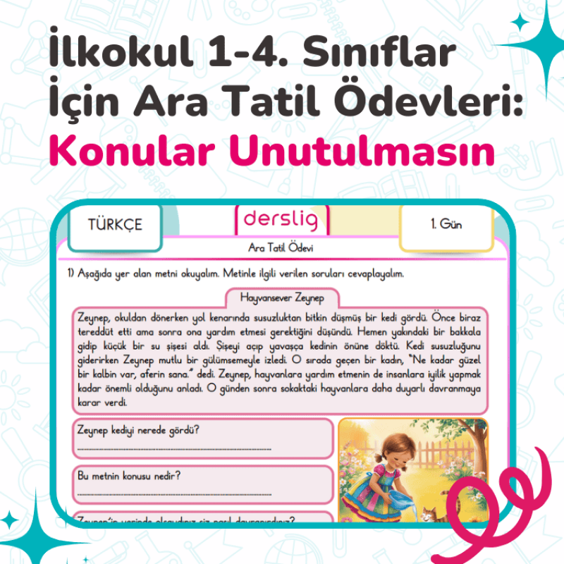 İlkokul 1-4. Sınıflar İçin Ara Tatil Ödevleri: Konular Unutulmasın