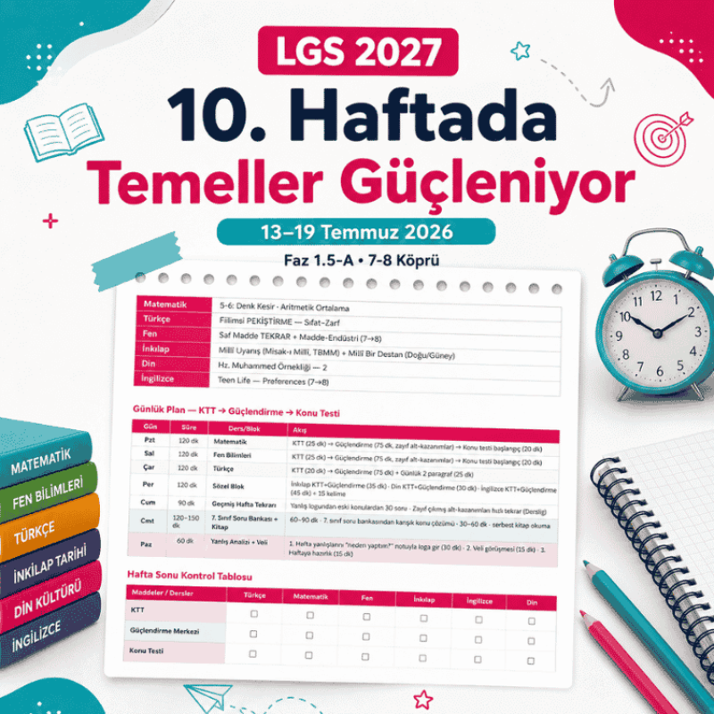 LGS 2027: 10. Haftada Temeller Güçleniyor