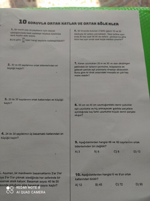 Hocam bunların cevapları