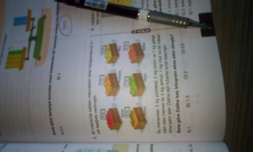 Soruyu tam anlamadımda açıklamalı yazarmısınız
Soru
Elma 6tl
Portakal 5tl
Muz 13tl
Armut 8tl
Üzüm 7tl
Şeftali 6tl
Manavdan 3kg portakal, 2kg üzüm, 1kg şeftali, 2kg armut, 1kgmuz ve bir miktar elma alan Zeliha eşit miktarda ücret ödemiştir
BUNA GÖRE ZELİHA NE KADAR ELMA ALMIŞ?
A) 1        B) 1,5        C) 2           D) 2,5
