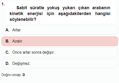 nasıl d ,sabit süratle çıktığı için mi