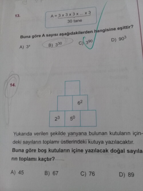 Arkadaşlar 14 soru cevabını yazar misiniz